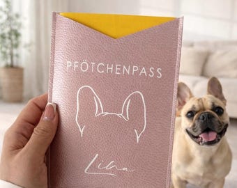 Impfpass Hülle Katze & Hund | EU Heimtierausweis Kunstleder | Personalisiert Handgemacht | Geschenk Haustier | individuell | Passhülle