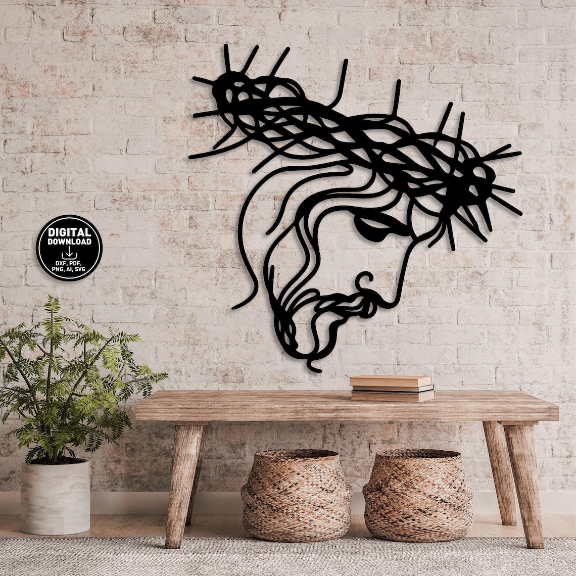 Jesus Crown of Thorns Metal Wall Art SVG, Christian Religious Laser Cut ...
