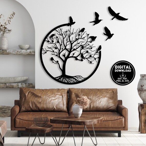 Tree Of Life And Birds Metal Wall Art, Metal Wall Art Designs.