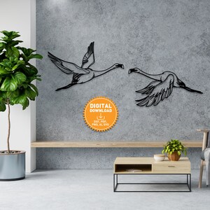 Flying Flamingo Couple, Metal Wall Art & Decor, Home Decor, New Home