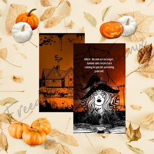Home for Halloween Orakel Wahrsagerei Spirituell Esoterik Kartenspiel Tarot Orange Schwarz Herbst Herbst Kartendeck Printable PDF Digital Download