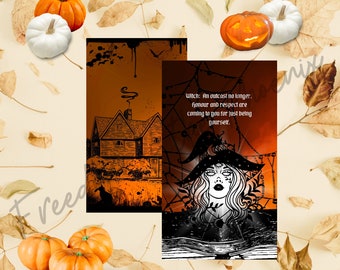 Home for Halloween Oracle Divination Spiritual Esoteric Cartomancy Tarot Orange Black Autumn Fall Card Deck Printable PDF Digital Download
