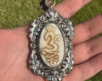 Om Pendant – Hand-Carved Sacred Symbol Necklace | Spiritual Boho Jewelry - Hand-Carved Buffalo
