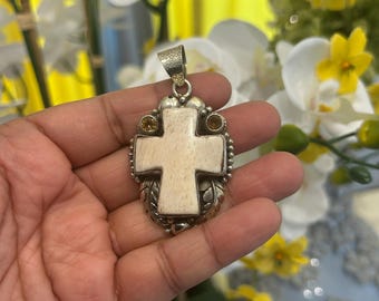 Religious Christian Cross Bone Pendant – Hand-Carved Spiritual Jewelry | Artisan Design