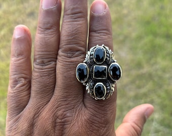 Smoky Quartz Adjustable Ring | Silver Overlay Protective Crystal | Grounding Stone Jewelry | Spiritual Gift
