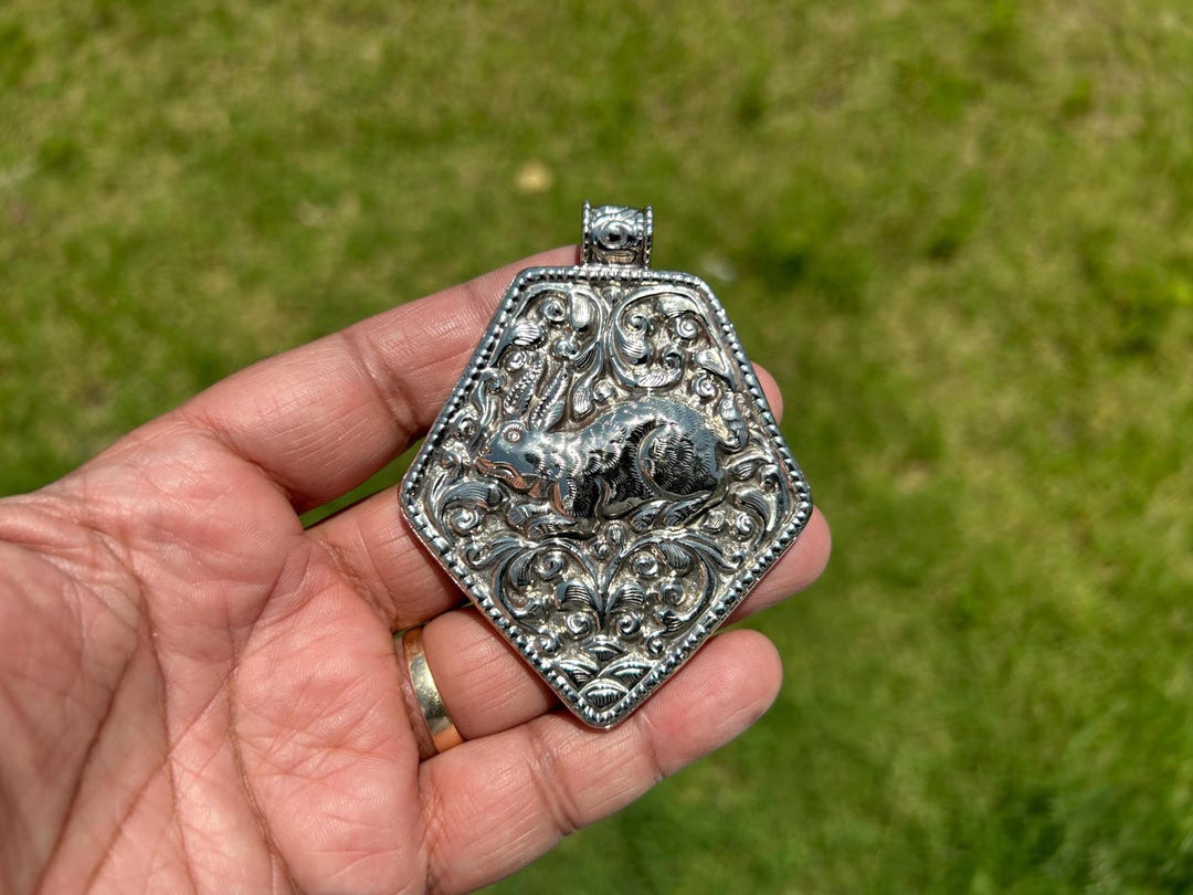 Rabit Designs Silver Overlay Pendant – Amulet for Necklace ...