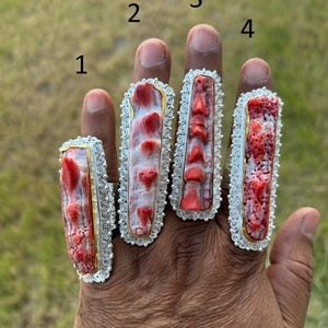 Handgemachte Rote Spiny Oyster Ring | Silber Overlay Boho Statement Schmuck