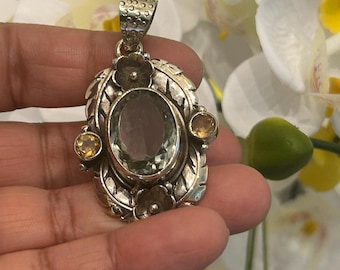 Citrine Silver Overlay Pendant – Radiant Gemstone Necklace
