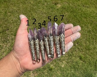 Amethyst Pendant – Raw Purple Crystal for Spiritual Growth, Inner Peace & Crown Chakra Healing