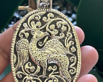 Hand Carved Silver Overlay Pegasus Pendant – Mythical Winged Horse