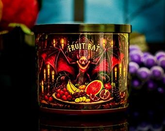Fruit Bat 3-Wick Candle: Tropical Scented Gothic Decor for Spooky Spring Summer Ambiance