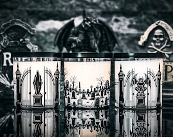 The Metairie Trilogy – Layered Scent Candle Set | Cemetery-Inspired, UV-Printed Glass Vessels