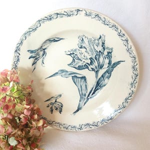 Ancien Sucrier Blanc Fleur Bleue K&G Lunéville Modèle Daniel - France