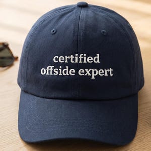 Gorra bordada estilo "Dad Hat", "Certified Offside Expert", gorra para aficionados al fútbol, artículos personalizados para el día del partido.