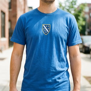 Ljiljan Grb Bosnia Unisex T-Shirt, Bosna World Cup Merch, BiH Embroidered Shirt, Zmajevi Fan Cap, World Cup Bosnia Gift Jersey
