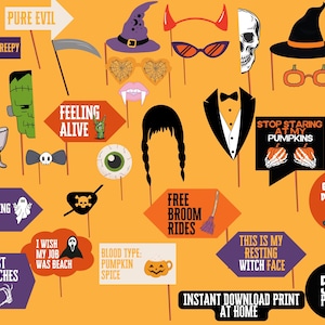 Halloween Party Props Photo Booth, Funny, Adult, Scary Printable Party Decor, Instant Download, DIY, Pop Culture decoration, Digital tik tok