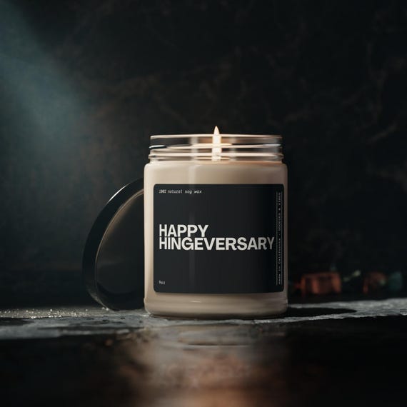 Funny Hingeversary Soy Candle, Online Dating Gift