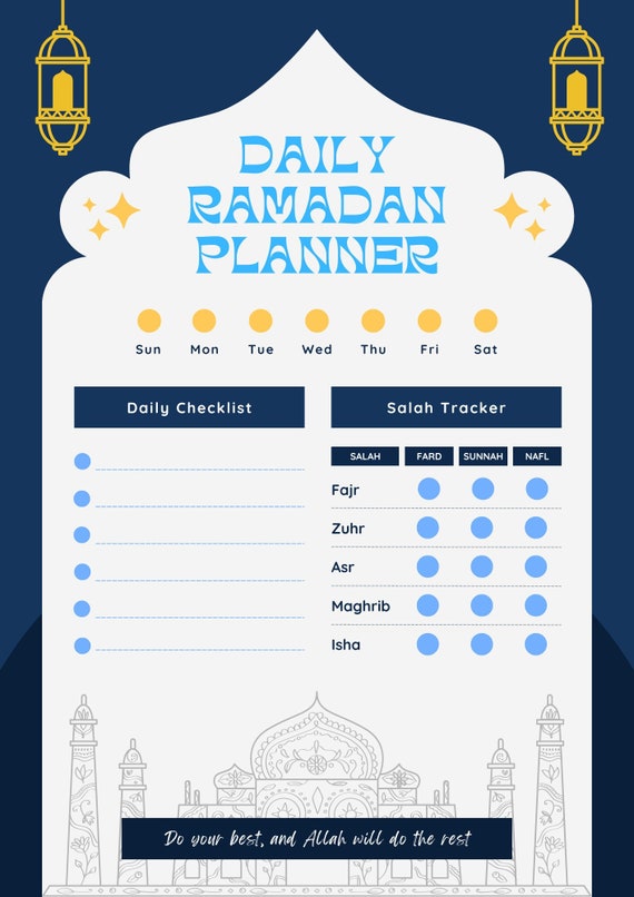 Daily Ramadan Planner Printable A4 PDF File Muslim/salah - Etsy