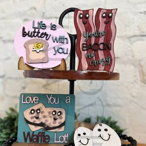 Punny Breakfast Tiered Tray Digital Download - eggs, bacon, waffles, home decor