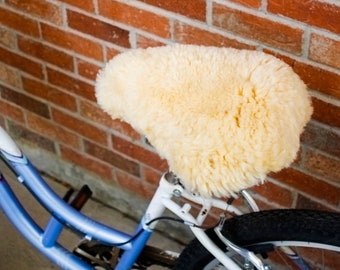 Beige Sheepskin Bicycle Seat Cover - Performance & Cruiser