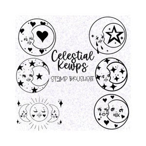 Hand Drawn Celestial Kewpies digital Stamps For Procreate by Casey Faye | Procreate brushes | Procreate stamps