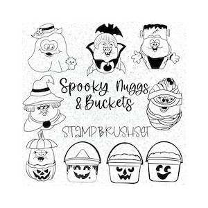 Hand Drawn Retro Halloween Nuggie  digital Stamps For Procreate by Casey Faye | Procreate brushes | Procreate stamps