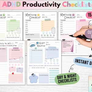 ADHD Daily Checklist Planner Adult Printable ADHD Workbook - Etsy