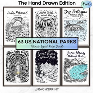 Unique 63 National Parks in USA, Digital Posters & Prints, National Park Poster, National Park Art, United States Printable