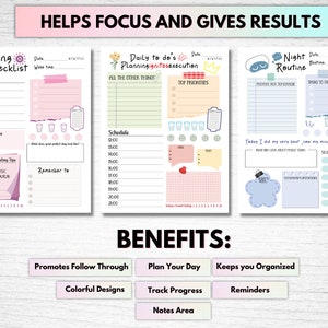 ADHD Daily Checklist Planner, Adult Printable ADHD Workbook, Daily ...