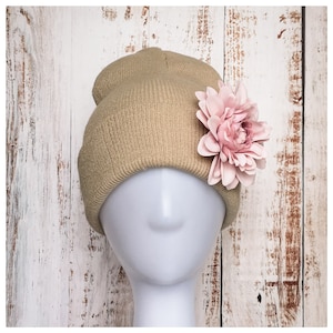 Floral Knitted Swim Beanie Hat, Warm Outdoor Swimming Hat, Open Water Swimming