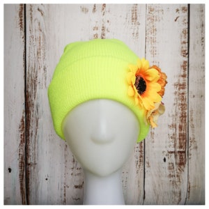 Floral Knitted Swim Beanie Hat, Warm Outdoor Swimming Hat, Open Water Swimming