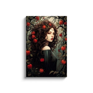 Persephone&#39;s Pomegranate Garden - Canvas Wall Art - persephone art print, persephone altar, persephone statue, greek goddess greek mythology