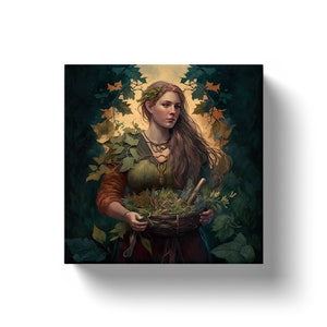 Eir Collecting Herbs: Norse Goddess Of Healing - eir statue, eir altar, eir goddess, eir art, eir art print, norse goddess eir, norse pagan