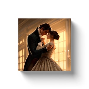 Pride and Prejudice: de dans van de heer Darcy en Elizabeth Bennet op het Netherfield Ball | Canvas Wall Art - Jane Austen trots vooroordeel geschenken