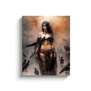 Morrigan Hanging Canvas: morrigan art, Morrigan wall art, morrigan print, morrigan goddess, morgan le fay, morrigan altar, irish mythology
