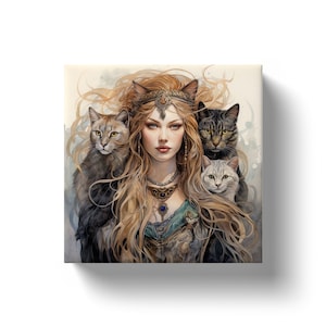 Freyja Canvas Wall Art - freya art print, freyja art print, asatru, freyja statue, freya statue, freya necklace, freyja necklace, norse art