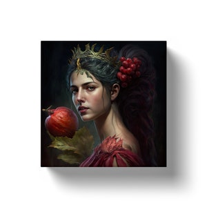 Persephone with a Large Pomegranate: persephone, persephone art, persephone art print, goddess persephone