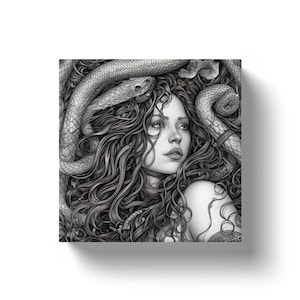 Medusa Premium Canvas Wall Art cabeza de medusa, gorgona, estatua de medusa, altar de medusa, arte de medusa, impresión de gorgo, impresión de arte de medusa, impresión de arte de gorgona