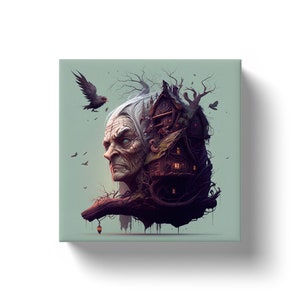 Baba Yaga - baba yaga hut, baba yaga art print, baba yaga statue, baba yaga altar, slavic altar, pagan art print, pagan altar, pagan decor,