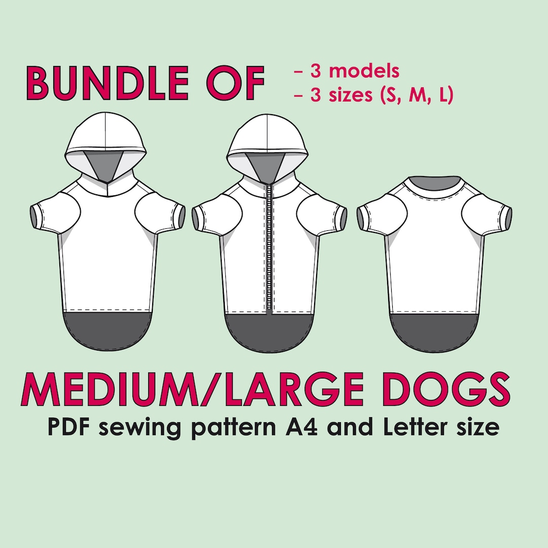 Dogs Clothes Sewing Pattern Pdf, Medium Dog T-shirt Sewing, Large Dog ...