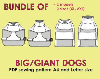 Giant Dog Clothes Sewing Pattern: 4 Coat Models (PDF Pattern)
