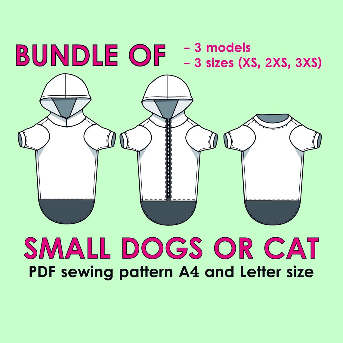 Mini Dogs Clothes Sewing Pattern Pdf Cat Tshirt Sewing Etsy