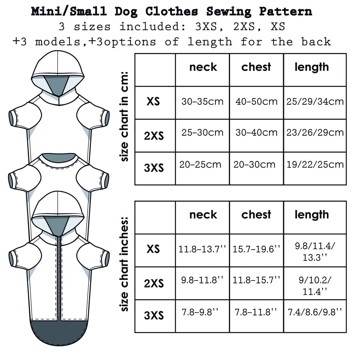 Mini Dogs Clothes Sewing Pattern Pdf Cat Tshirt Sewing Etsy