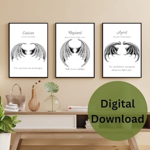 The Bat Boys Collection, Azriel, Cassian and Rhysand Prints, ACOTAR Wall Art, A Court of Mist and Fury Digital Download, The Night Court Art