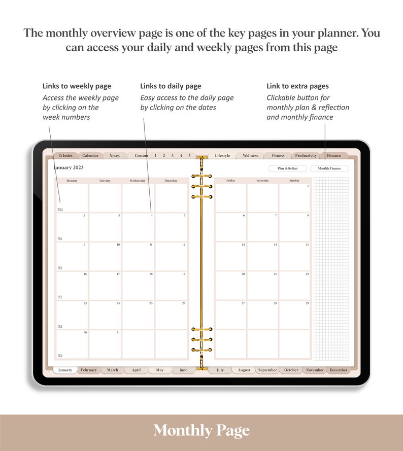 2023 Digital Planner Undated Digital Planner Goodnotes Etsy