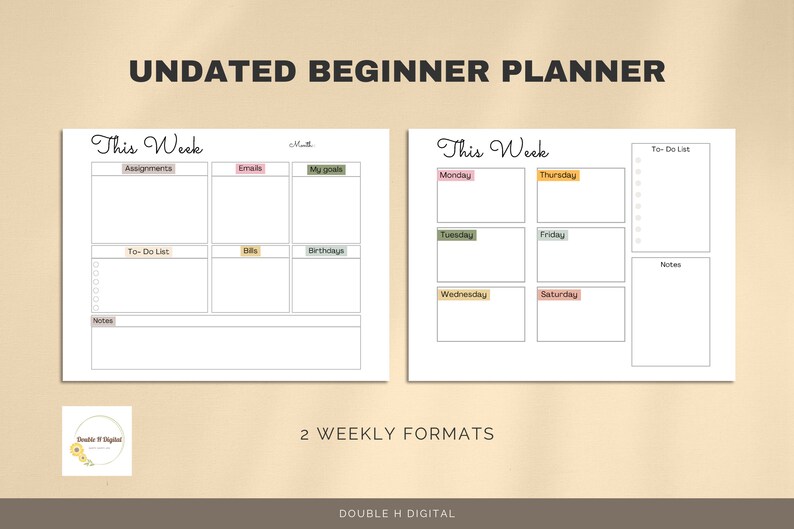 Customizable Planner, Undated Planner, Daily Planner, Weekly Planner