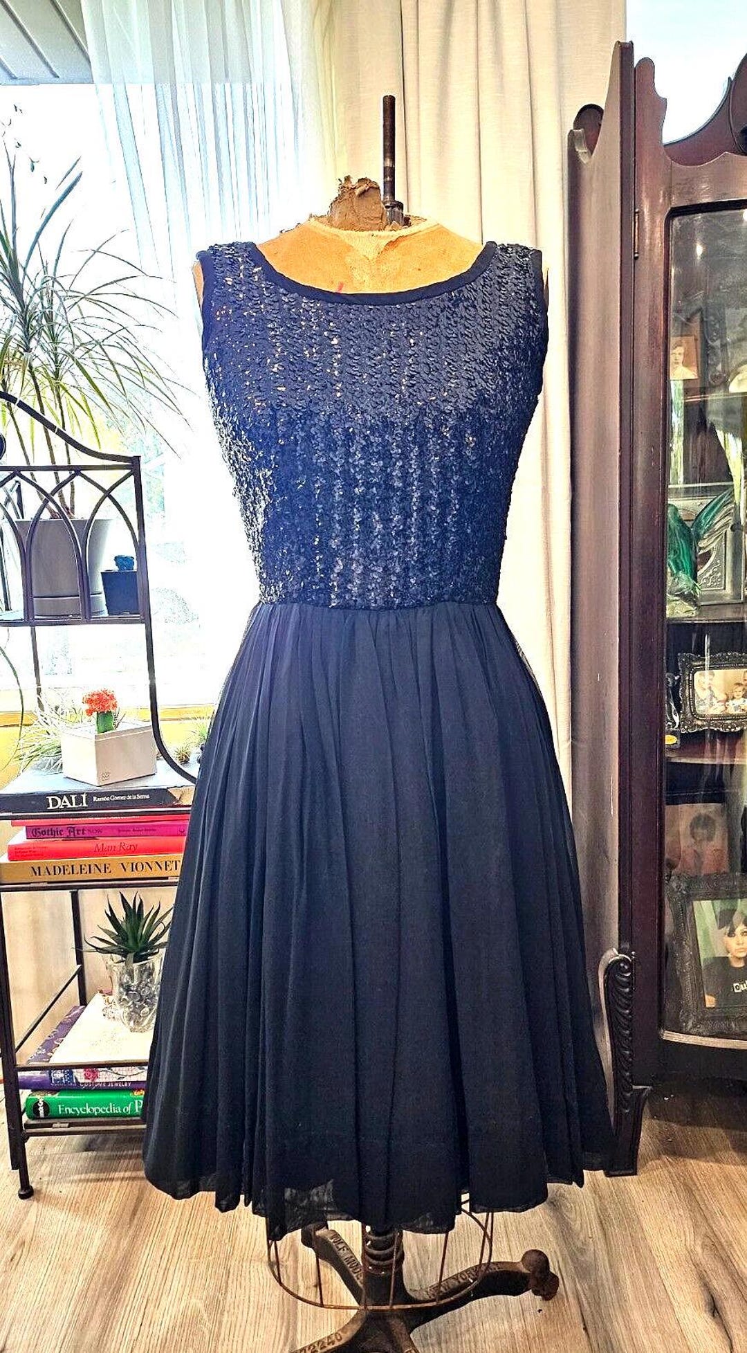 60's White Cocktail Rhinestone Fit & Flare Dress by Alfred Werber