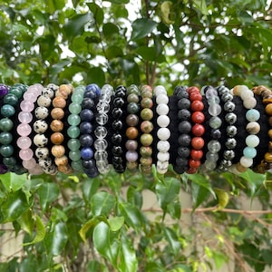 8mm natural crystal gemstone bracelets! | 18 different crystals to choose from |