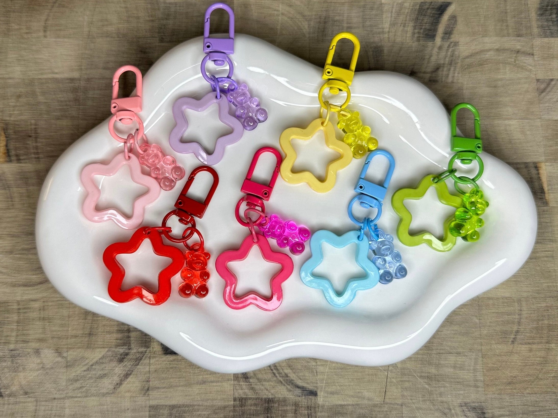 Mini gummy bear star keychains! | Available in various colors |