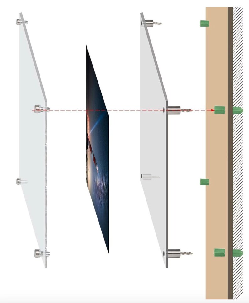 Double Panel Acrylic Frame, Floating Frames for Pictures, Wall Mount